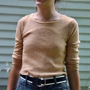 American Eagle Yellow Long Sleeve Crop Shirt